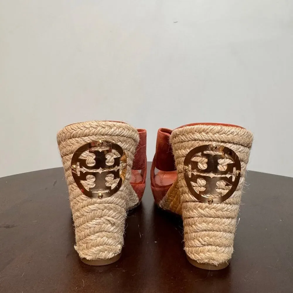 Tory Burch Bailey Suede Wedge Sandals - Size 7.5